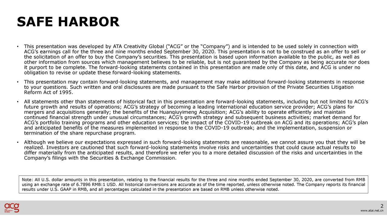 ATA Creativity Global 2020 Q3 - Results - Earnings Call ...