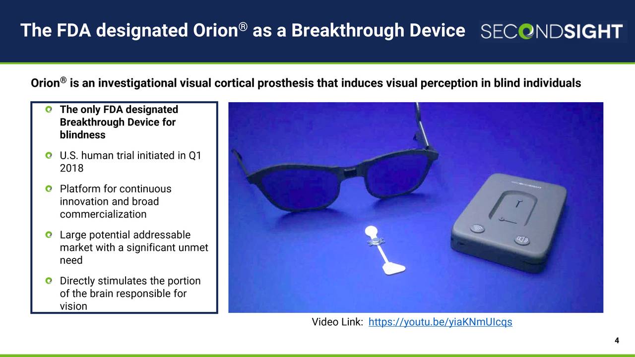 The FDA designated Orion as a Breakthrough Device