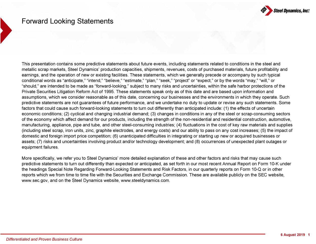 Steel Dynamics (STLD) Investor Presentation Slideshow (NASDAQSTLD