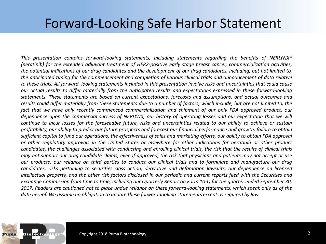 Forward-Looking Safe Harbor Statement