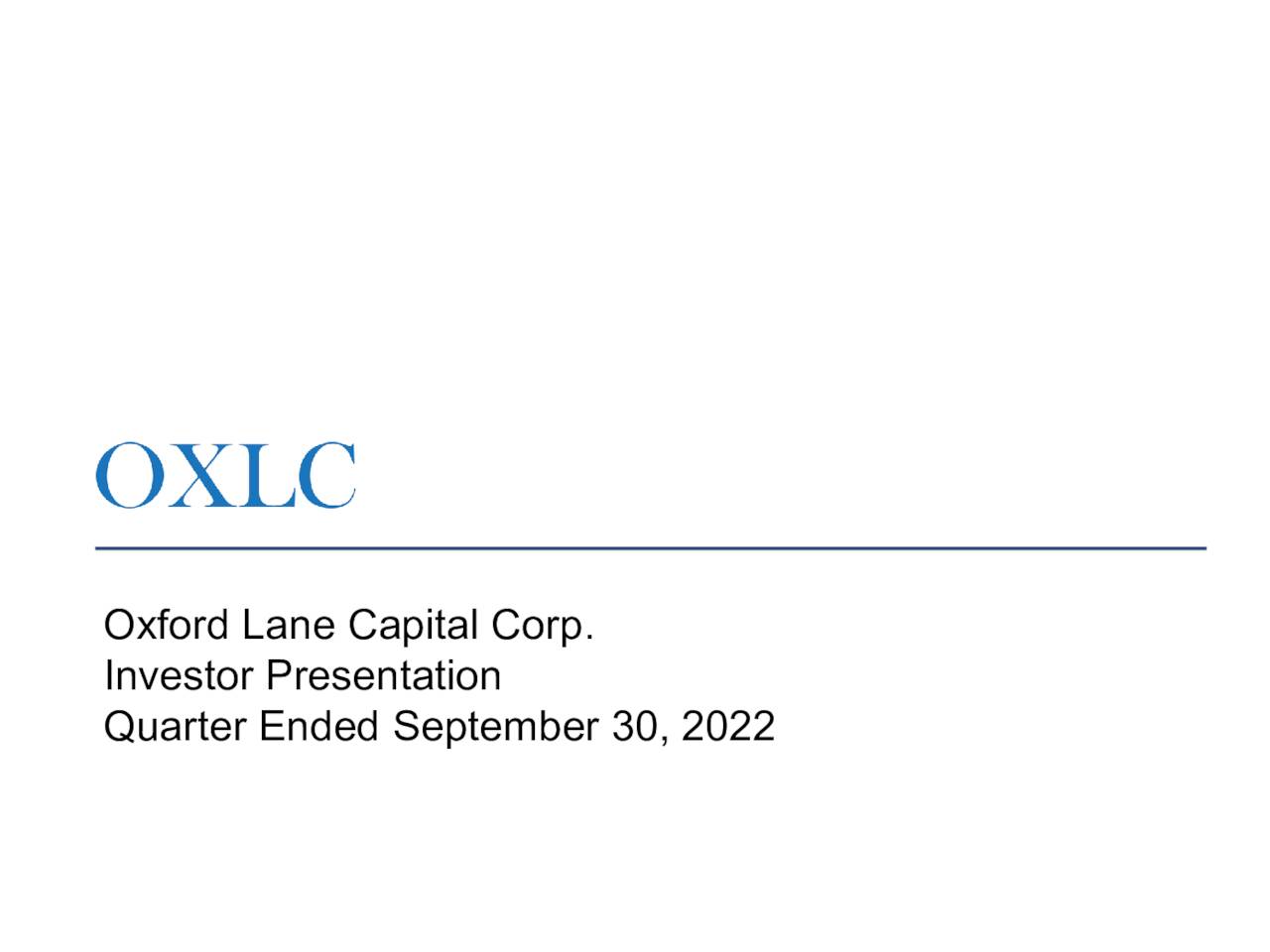 Oxford Lane Capital 2023 Q2 - Results - Earnings Call Presentation ...