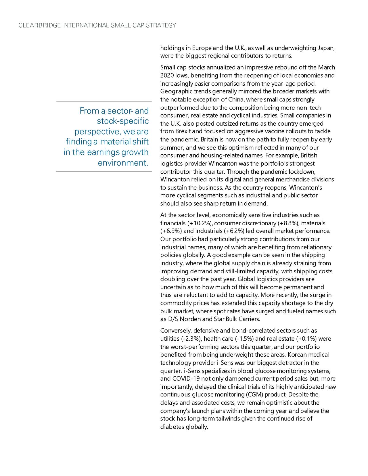 CLEARBRIDGEINTERNATIONAL SMALL CAP STRATEGY