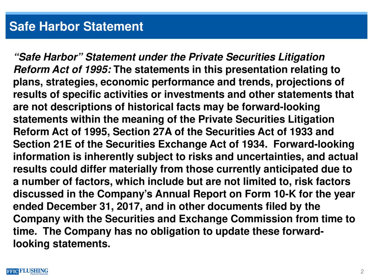 Flushing Financial Corporation 2018 Q2 Results Earnings Call Slides (NASDAQFFIC) Seeking