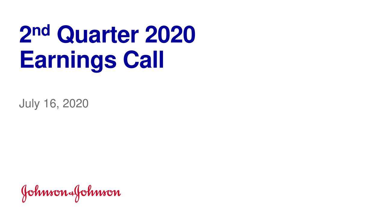 Johnson & Johnson 2020 Q2 Results Earnings Call Presentation (NYSEJNJ) Seeking Alpha