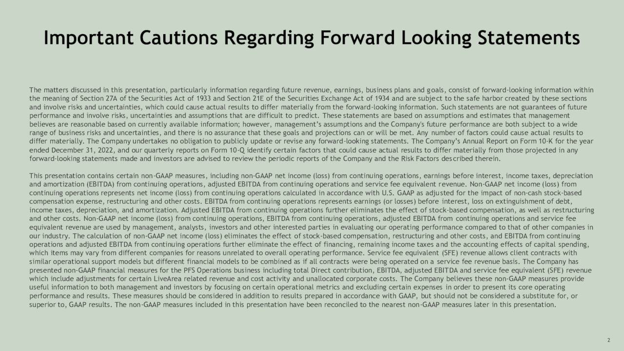 Important Cautions Regarding Forward Looking Statements