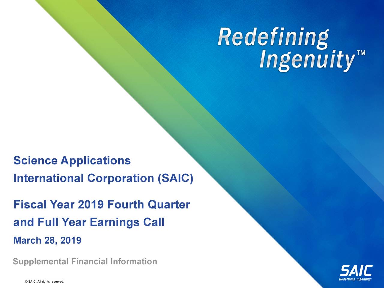 Science Applications International Corporation 2019 Q4 Results