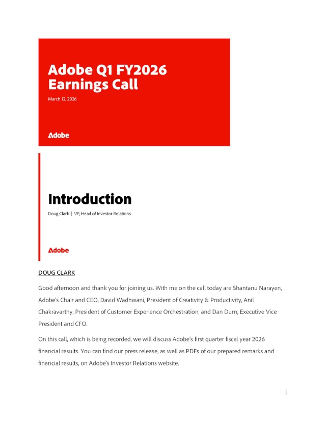 Adobe Inc. 2026 Q1 - Results - Earnings Call Presentation (NASDAQ:ADBE ...