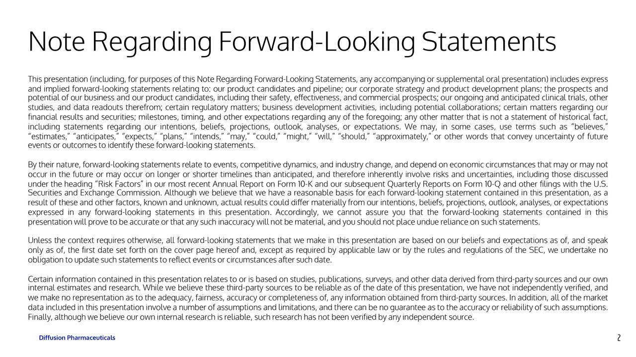 Note Regarding Forward-Looking Statements