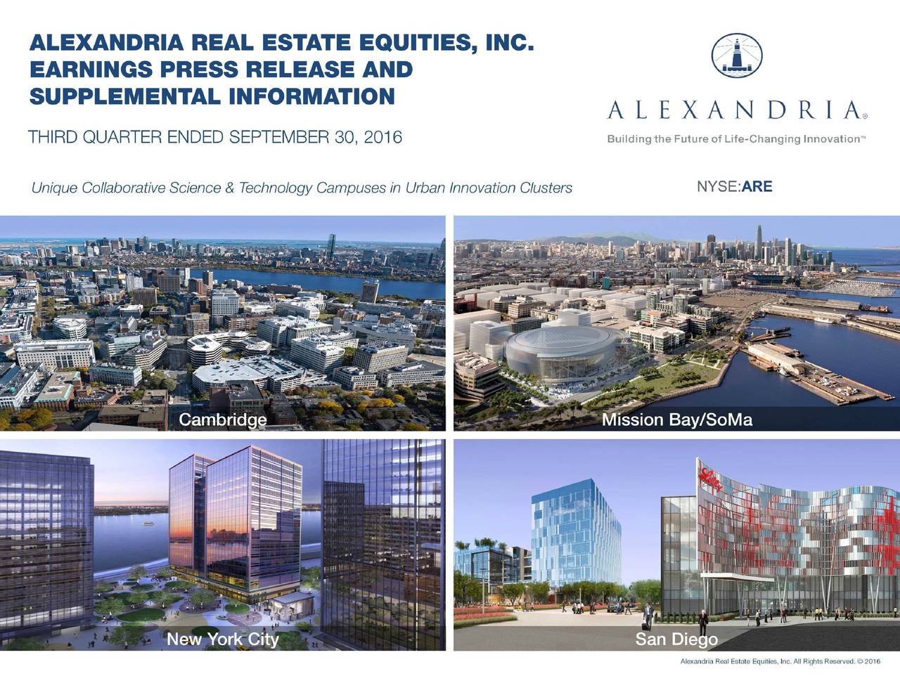 Alexandria Real Estate Equities Inc. 2016 Q3 Results Earnings Call