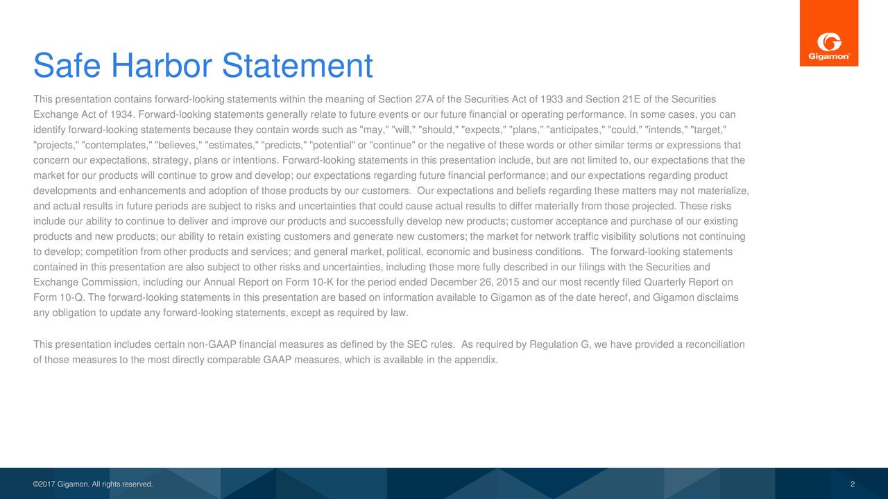 Safe Harbor Statement