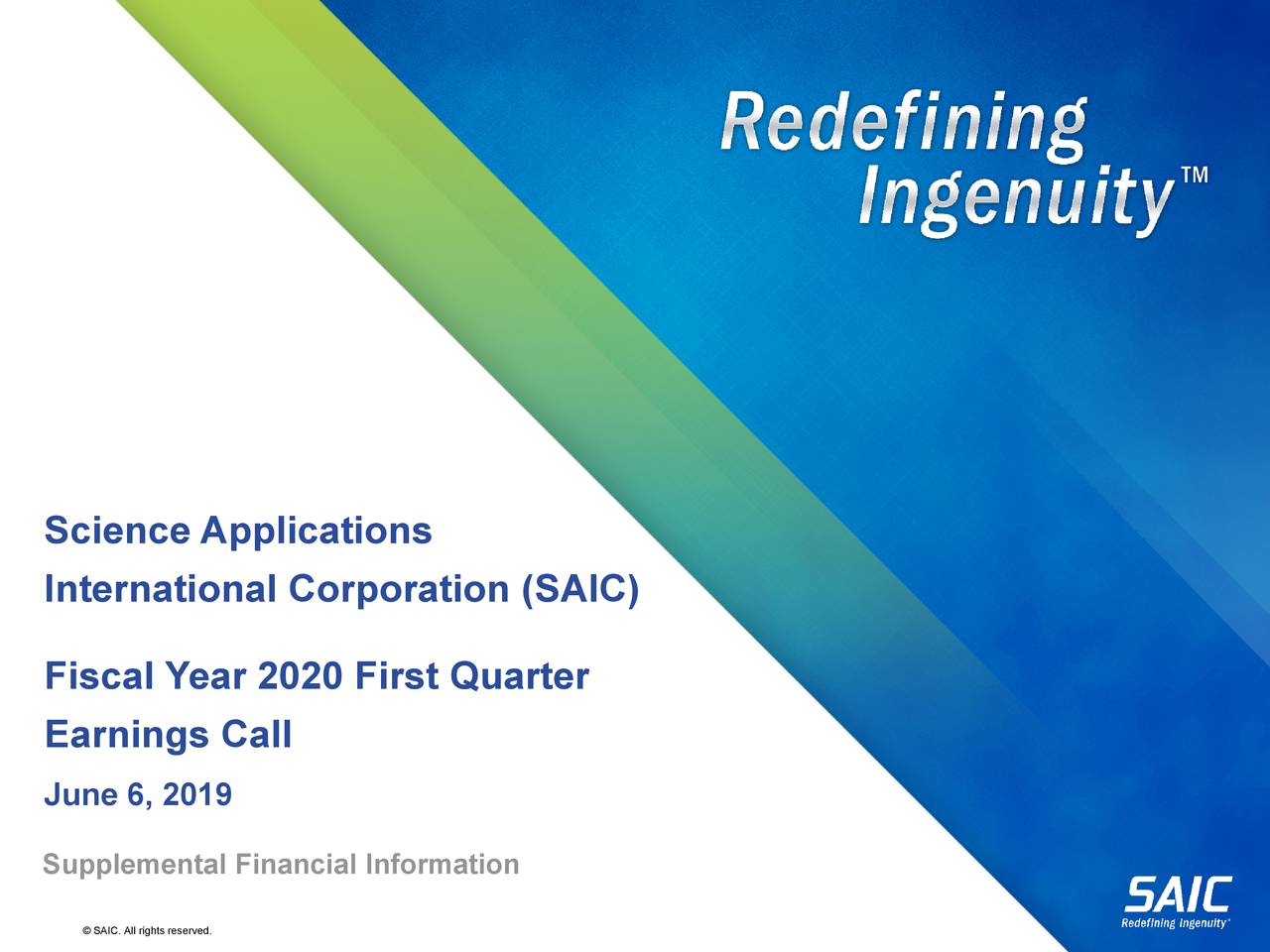 Science Applications International Corporation 2020 Q1 Results