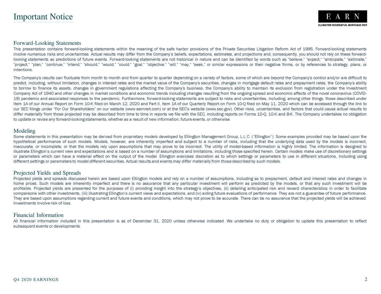 Ellington Residential Mortgage REIT 2020 Q4 Results Earnings Call