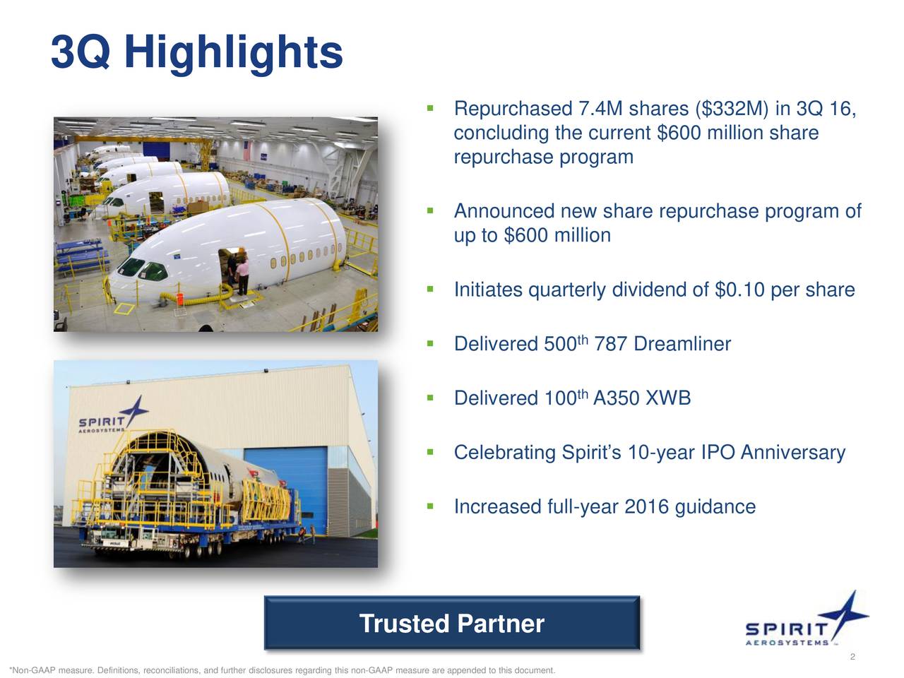 Spirit Aerosystems Holdings Inc 2016 Q3 Results Earnings Call Slides Nyse Spr Seeking