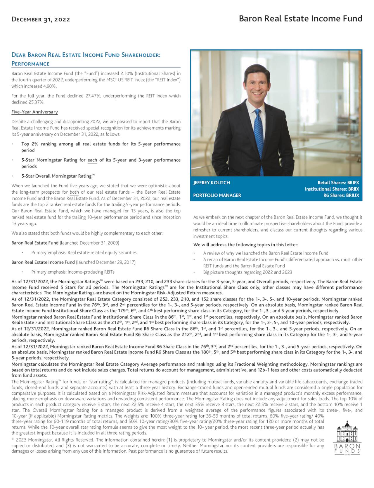 Baron Real Estate Fund Q4 2022 Quarterly Letter Seeking Alpha