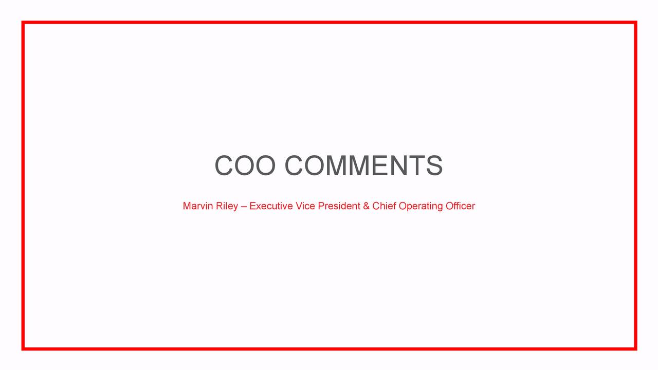 COO COMMENTS