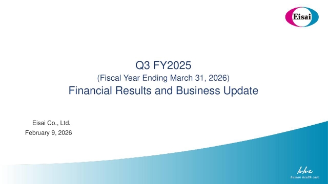 Eisai Co., Ltd. 2026 Q3 - Results - Earnings Call Presentation (OTCMKTS ...