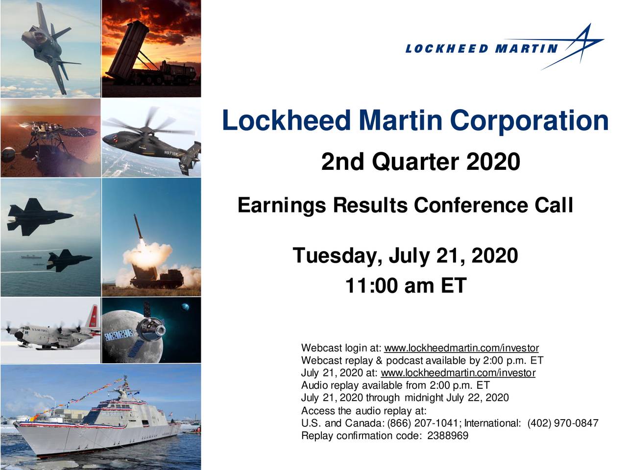 Lockheed Martin Corporation 2020 Q2 Results Earnings Call