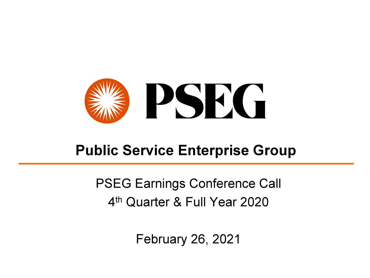 Public Service Enterprise Group Incorporated 2020 Q4 Results   1 