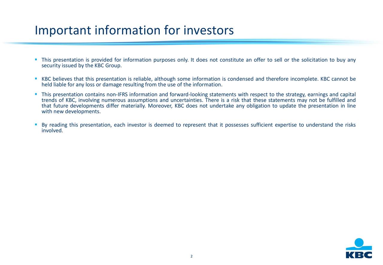 Important information for investors