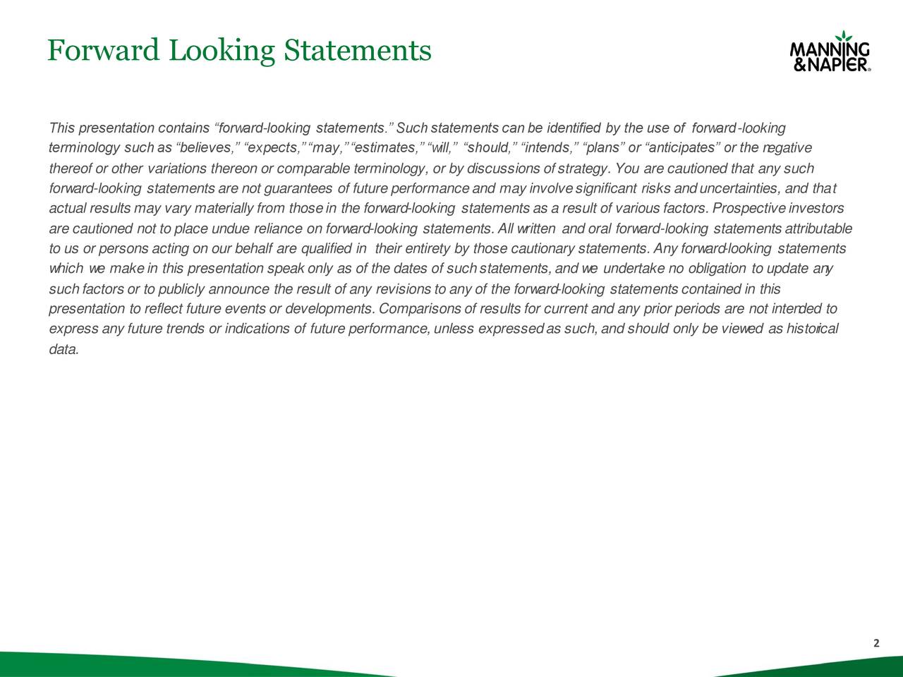 Manning Napier Inc 2019 Q2 Results Earnings Call Slides NYSE Manning Napier Inc 2019 Q2 Results Earnings Call Slides NYSE