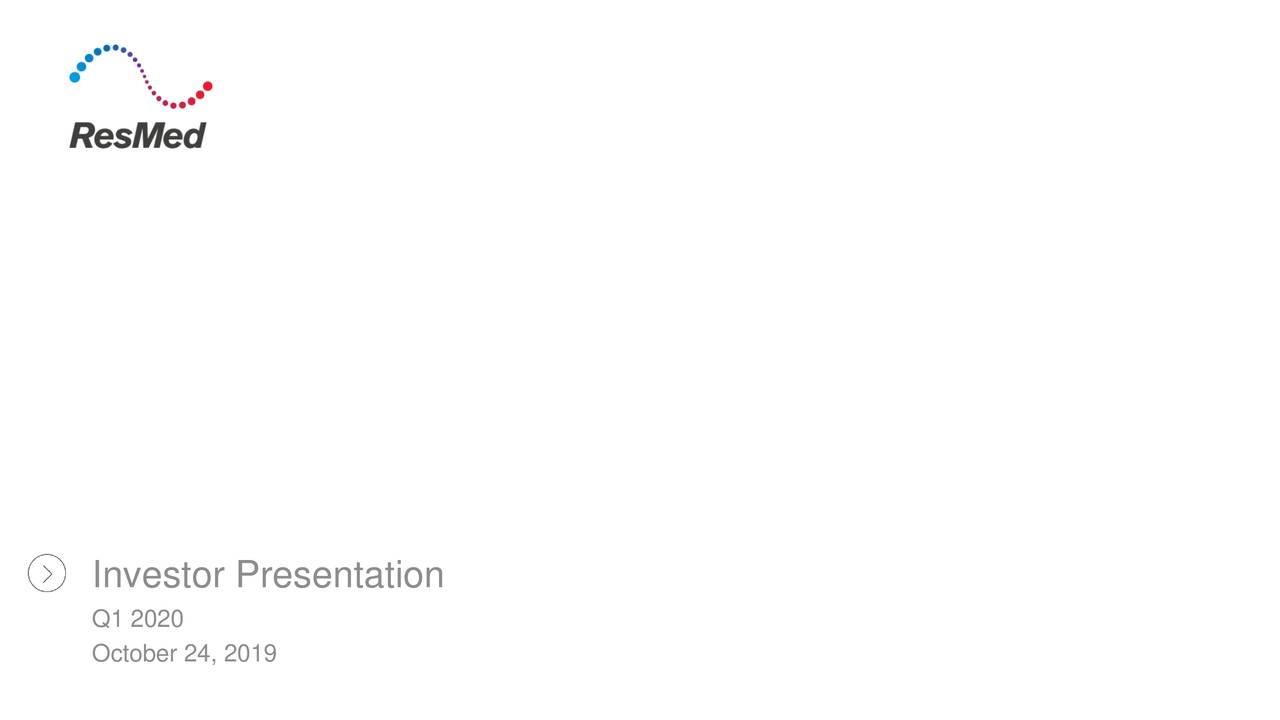 ResMed Inc. 2020 Q1 - Results - Earnings Call Presentation (NYSE:RMD ...