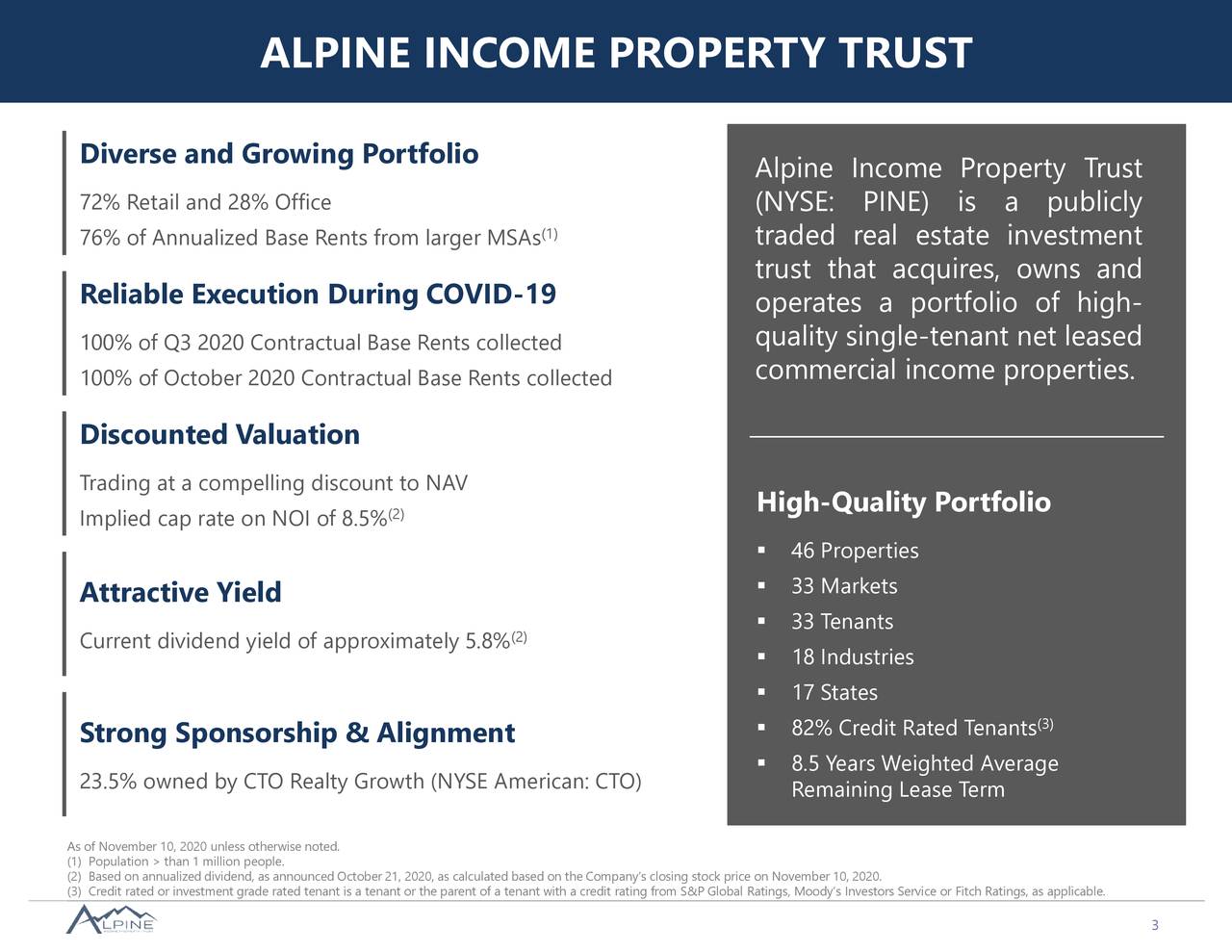 Alpine Property Trust (PINE) Presents At NAREIT REITworld 2020