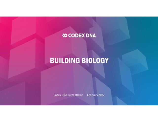 Codex DNA (DNAY) Investor Presentation - Slideshow (OTCMKTS:TBIO) 2022 ...