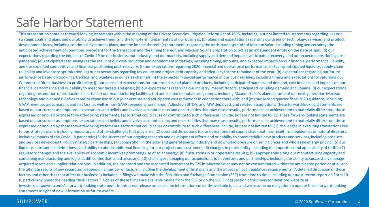 Safe Harbor Statement