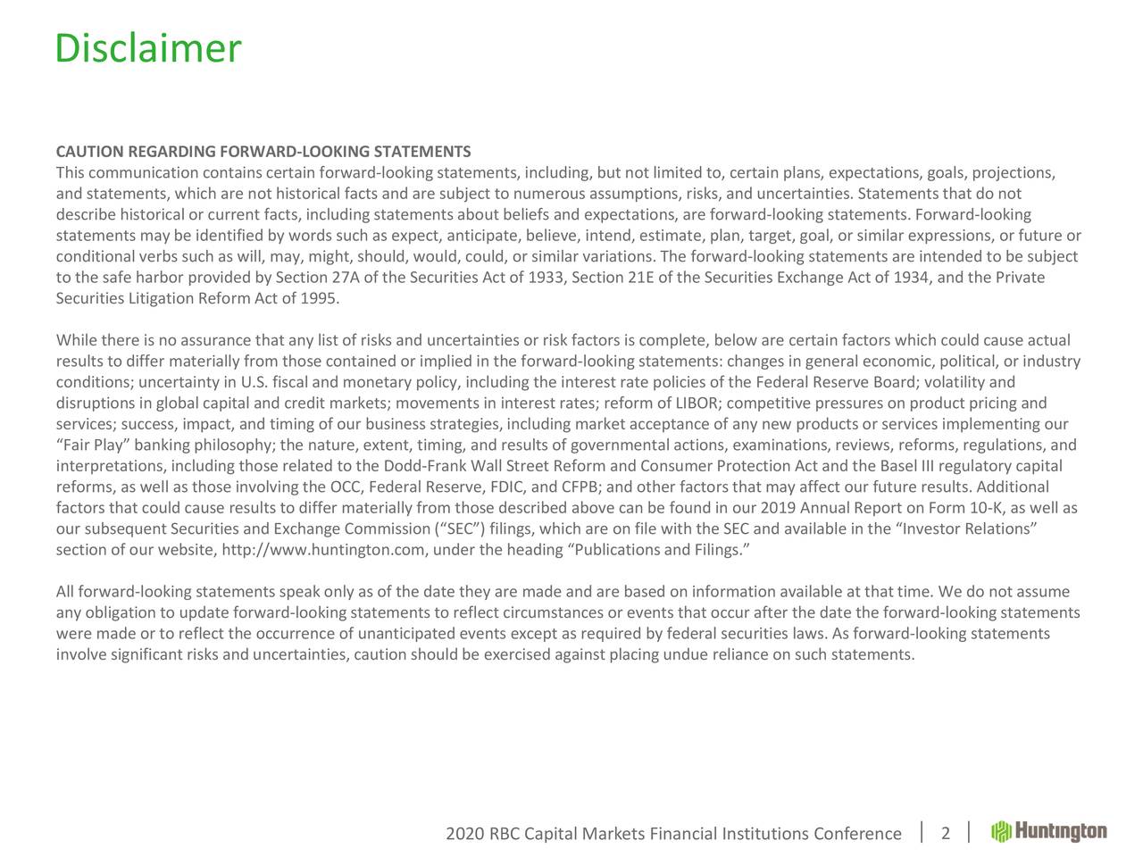 Huntington Bancshares (HBAN) Presents At 2020 RBC Capital Markets Global Financial Institutions