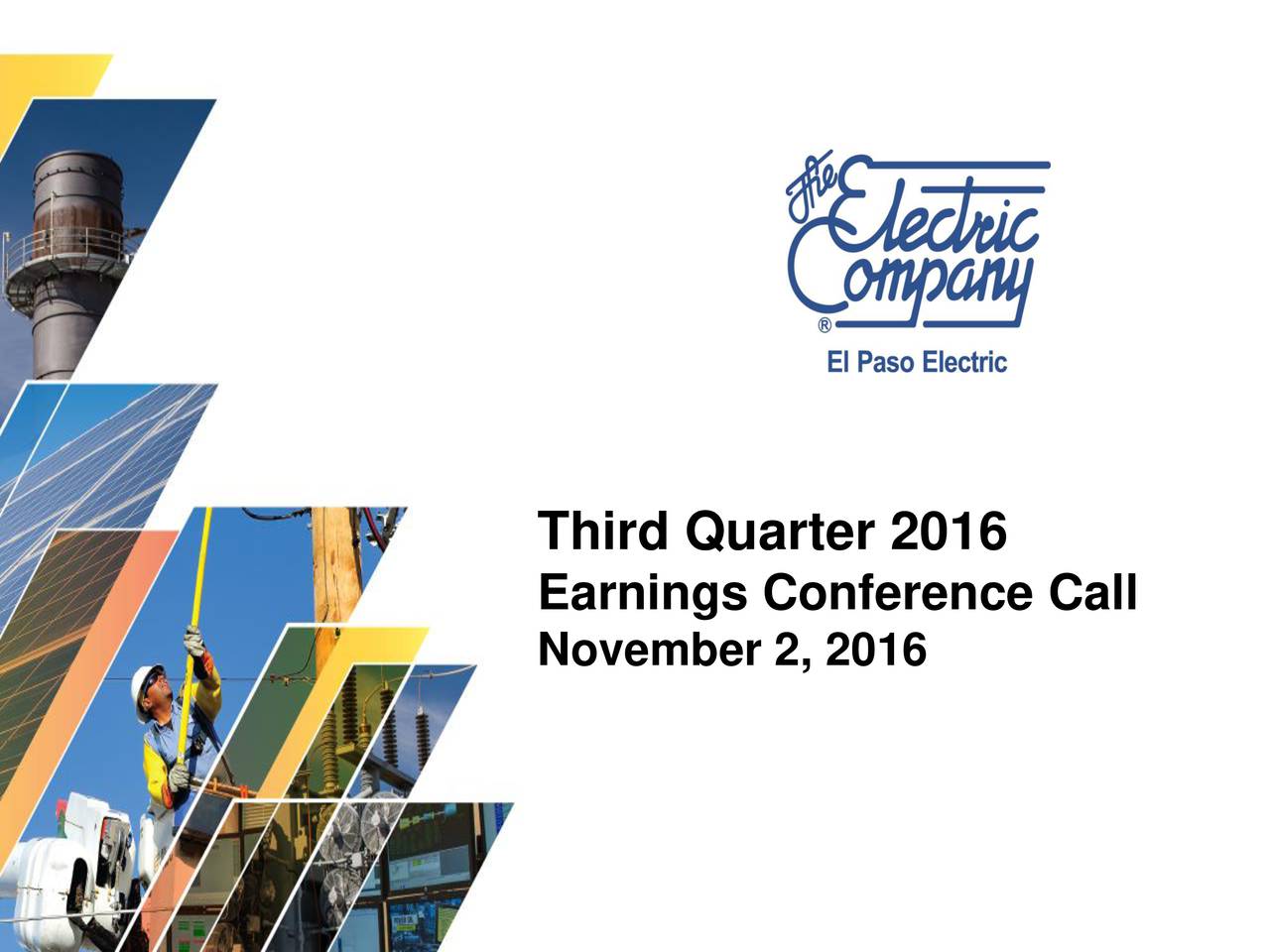 El Paso Electric Co. 2016 Q3 Results Earnings Call Slides (NYSEEE