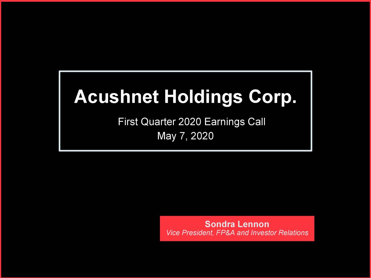 Holdings Corp. 2020 Q1 Results Earnings Call Presentation