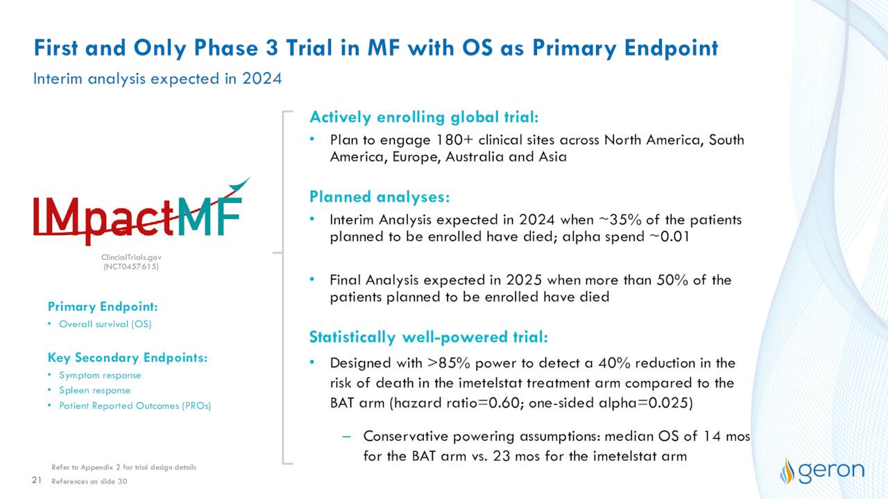 First and Only Phase 3 Trial in MF with OS as Primary Endpoint