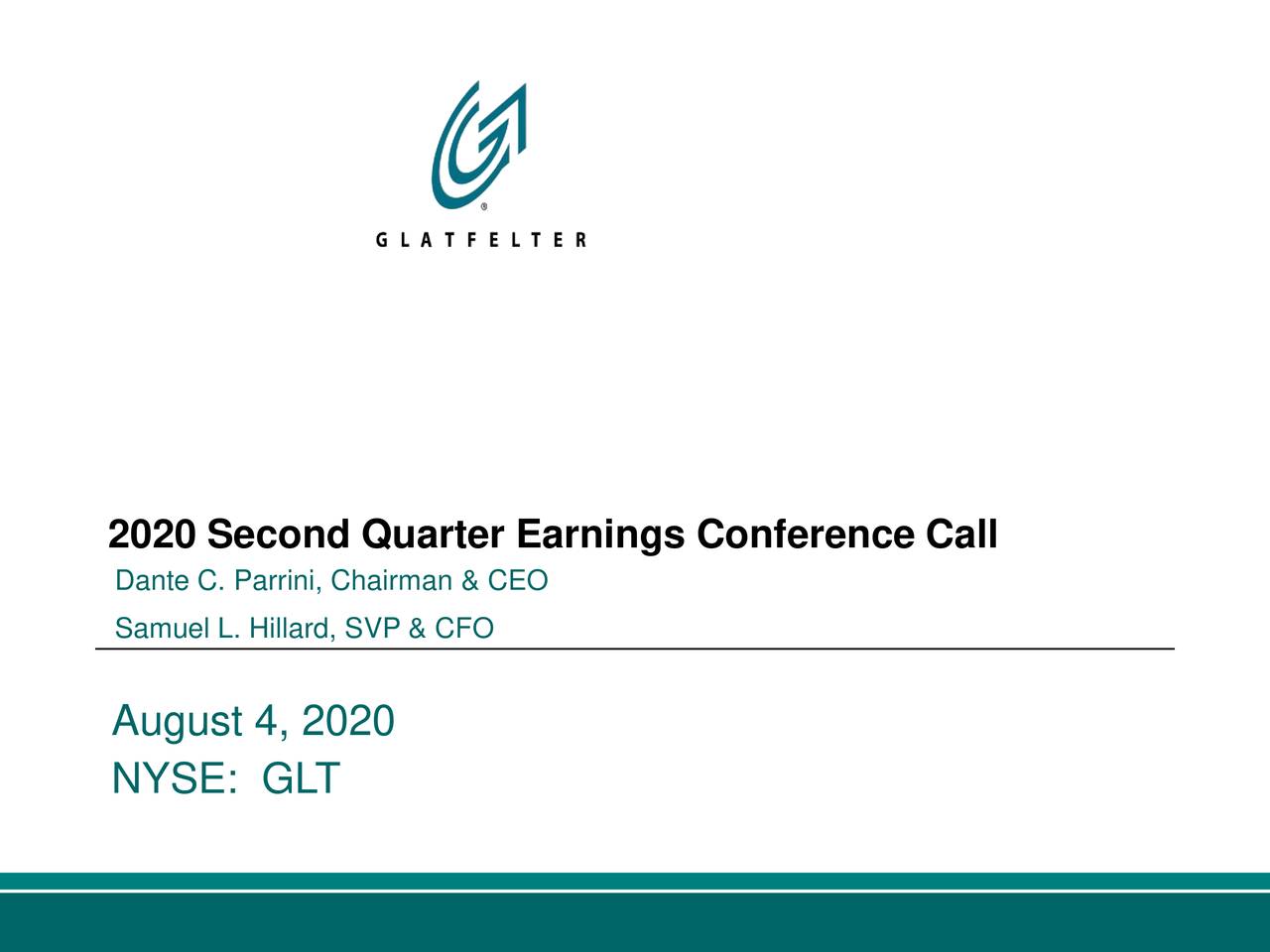 P. H. Glatfelter Company 2020 Q2 Results Earnings Call Presentation