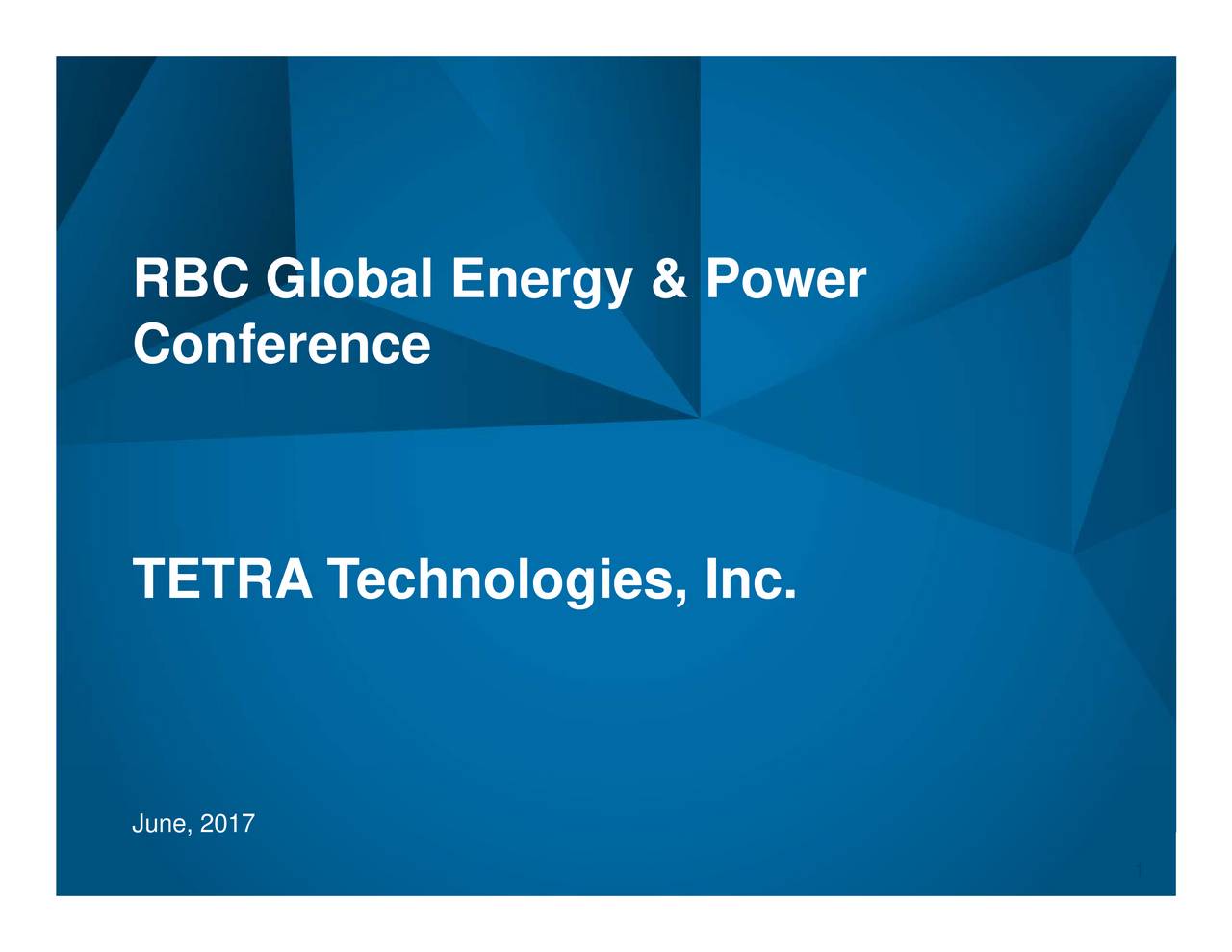 Tetra Technologies (TTI) Presents At RBC Global Energy and Power