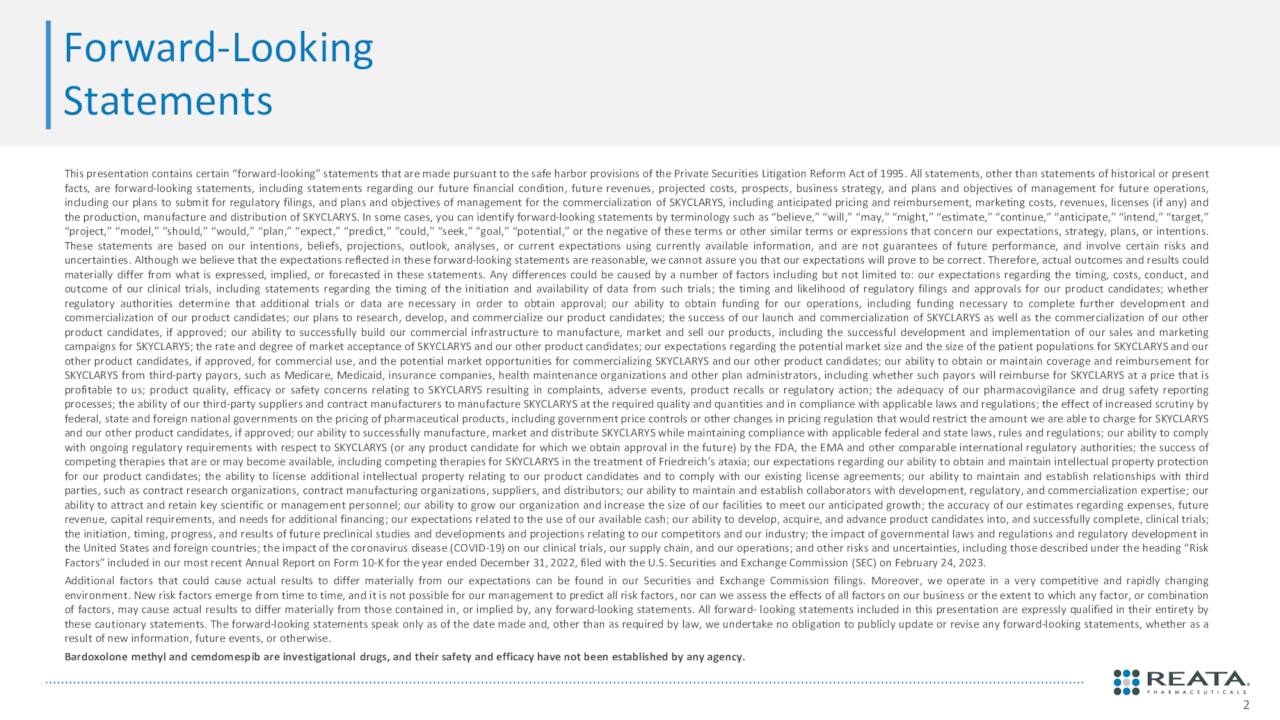 Reata Pharmaceuticals, Inc. 2023 Q1 Results Earnings Call