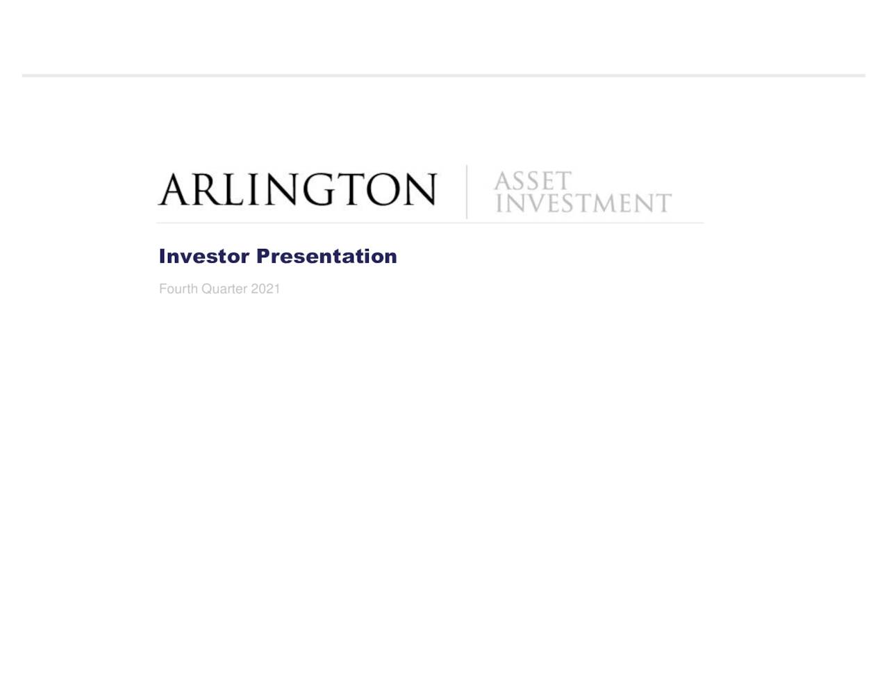 What Is The Symbol Of Arlington Asset Investment Corp Arlington Asset Investment Corp. 2021 Q4 - Results - Earnings Call