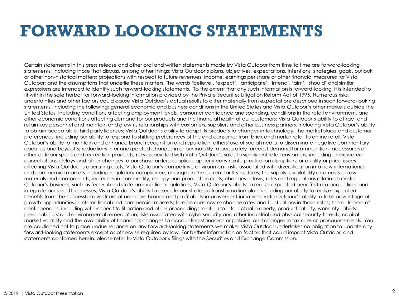 Vista Outdoor Inc. 2020 Q2 Results Earnings Call Presentation (NYSE