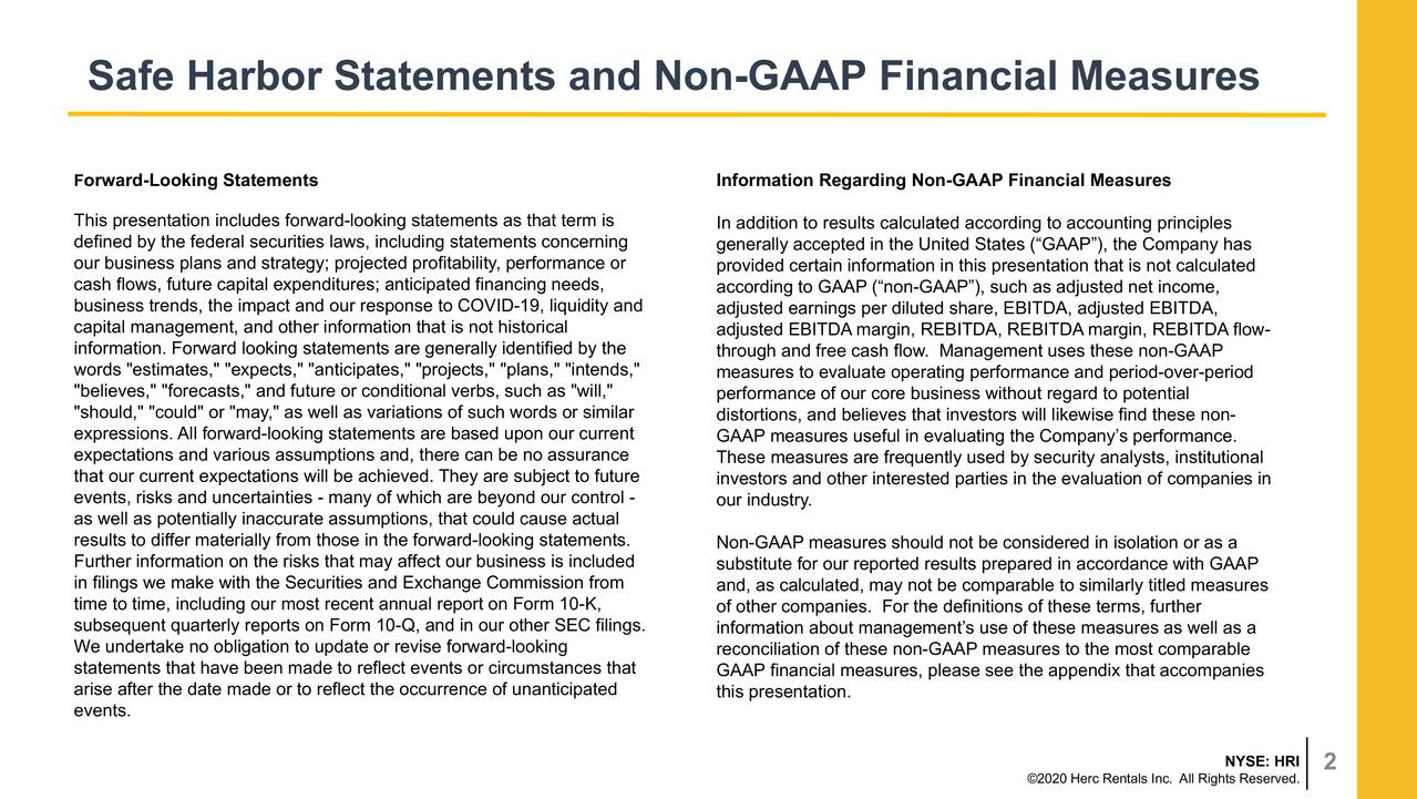 Herc Holdings Inc 2020 Q2 Results Earnings Call Presentation Nyse