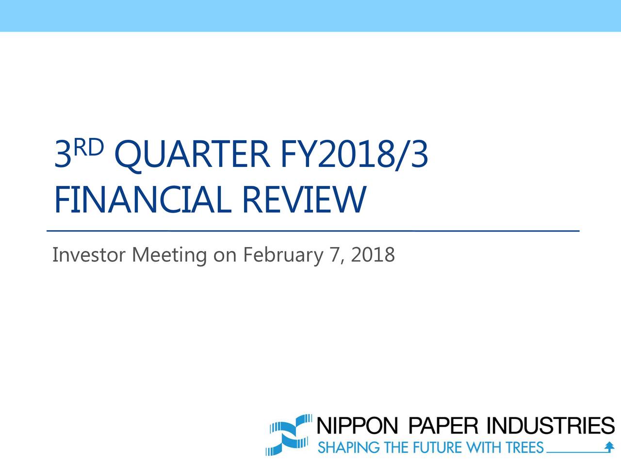 Nippon Paper Industries Co Ltd. 2018 Q3 Results Earnings Call