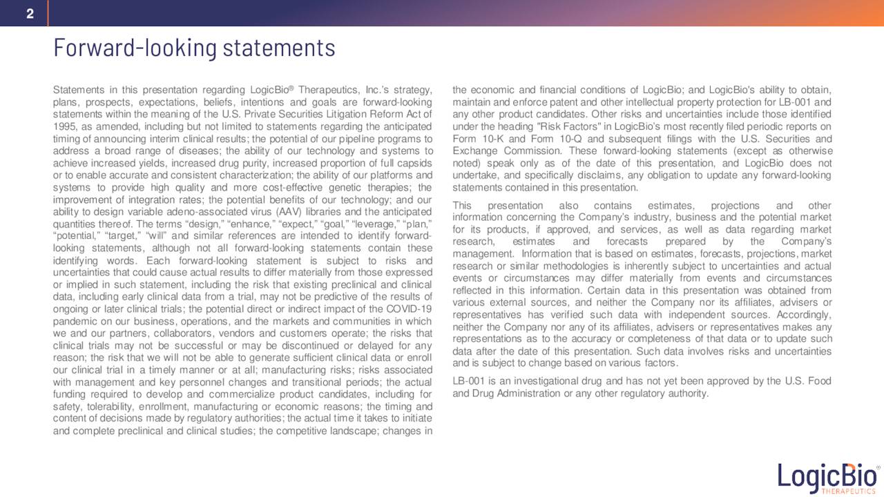 LogicBio Therapeutics (LOGC) Investor Presentation Slideshow (NASDAQ