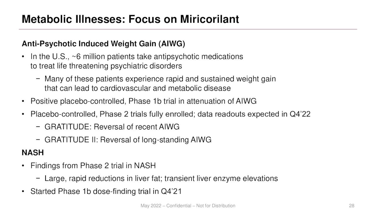 Corcept Therapeutics - Metabolic Illness