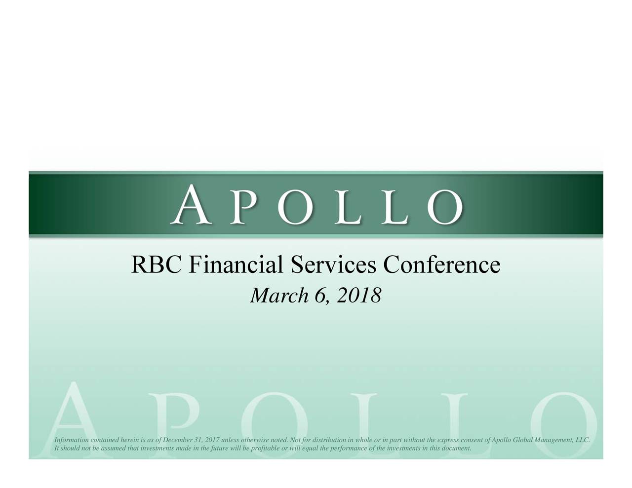 Apollo Global Management (APO) Presents At 2018 RBC Capital Markets ...