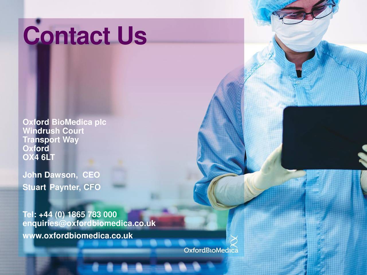 Oxford Biomedica PLC 2018 Q2 Results Earnings Call Slides (OTCMKTSOXBDF) Seeking Alpha