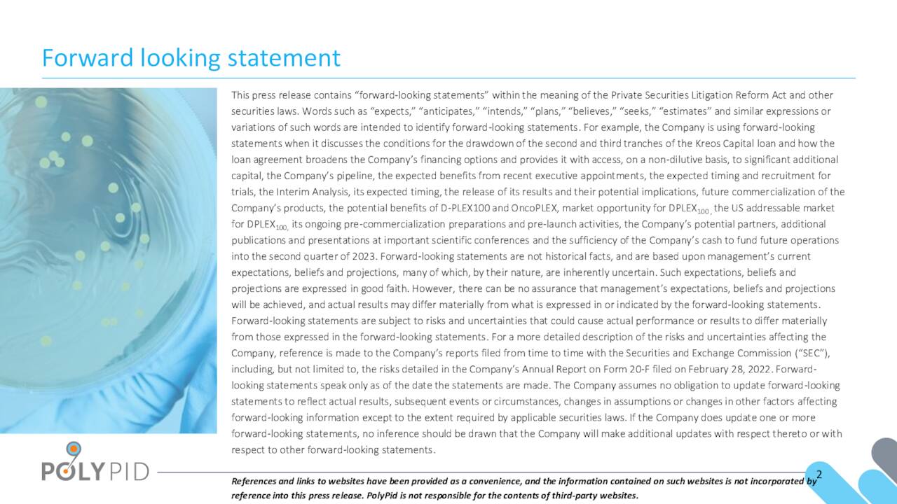 Forward looking statement