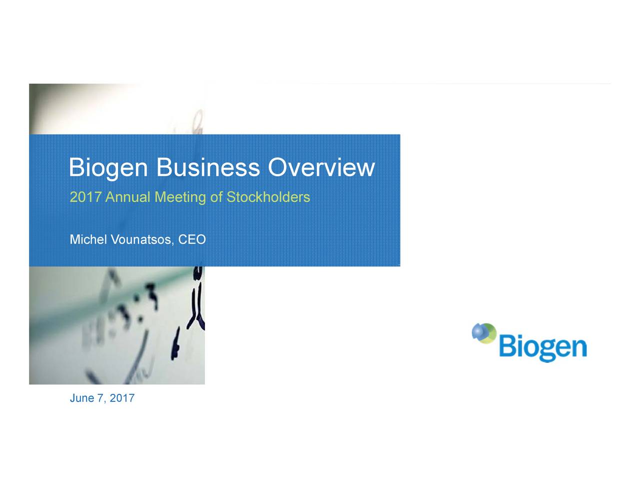 Biogen Business OverviewoofCEOockhoude7s2017