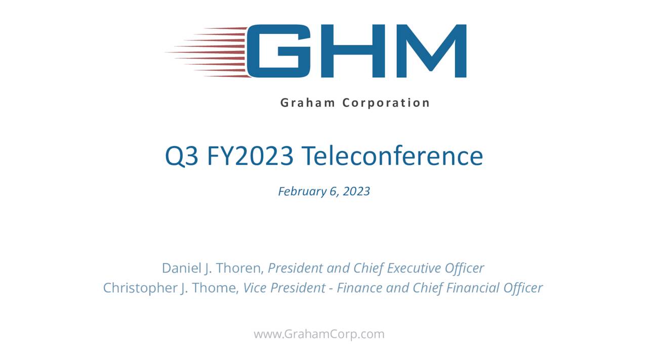 Graham Corporation 2023 Q3 - Results - Earnings Call Presentation (NYSE