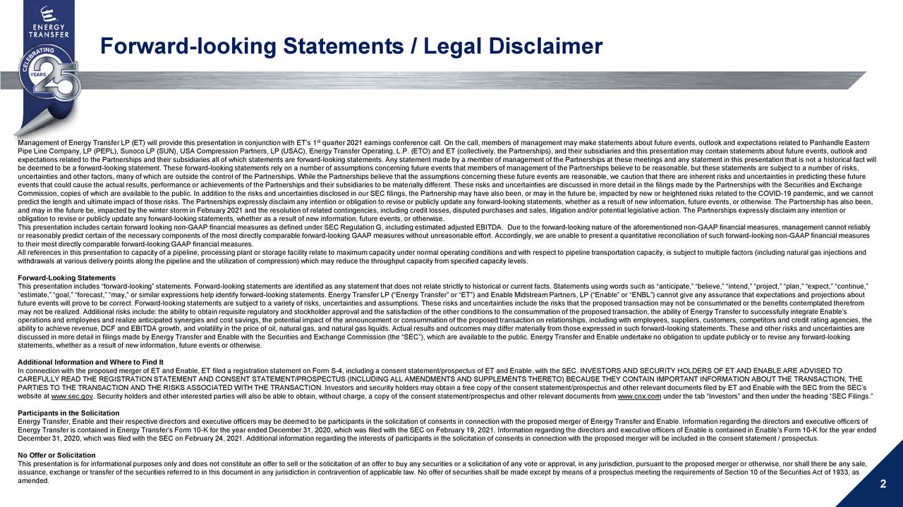 Energy Transfer LP 2021 Q1 Results Earnings Call Presentation (NYSE