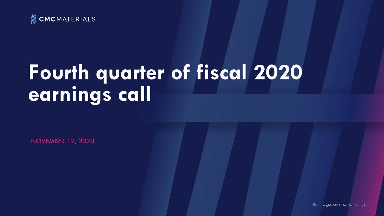 CMC Materials, Inc. 2020 Q4 Results Earnings Call Presentation