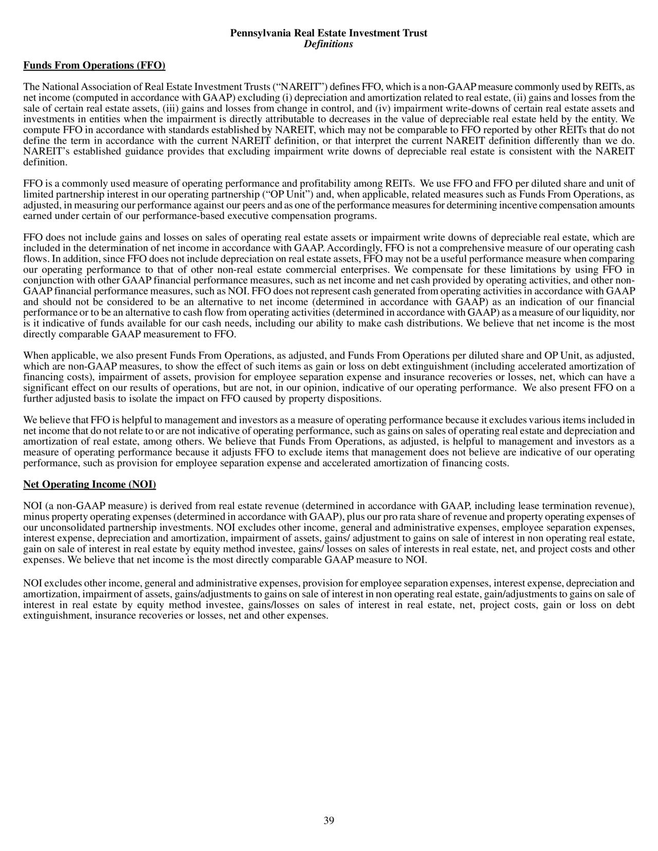 Pennsylvania Real Estate Investment Trust 2019 Q4 Results Earnings