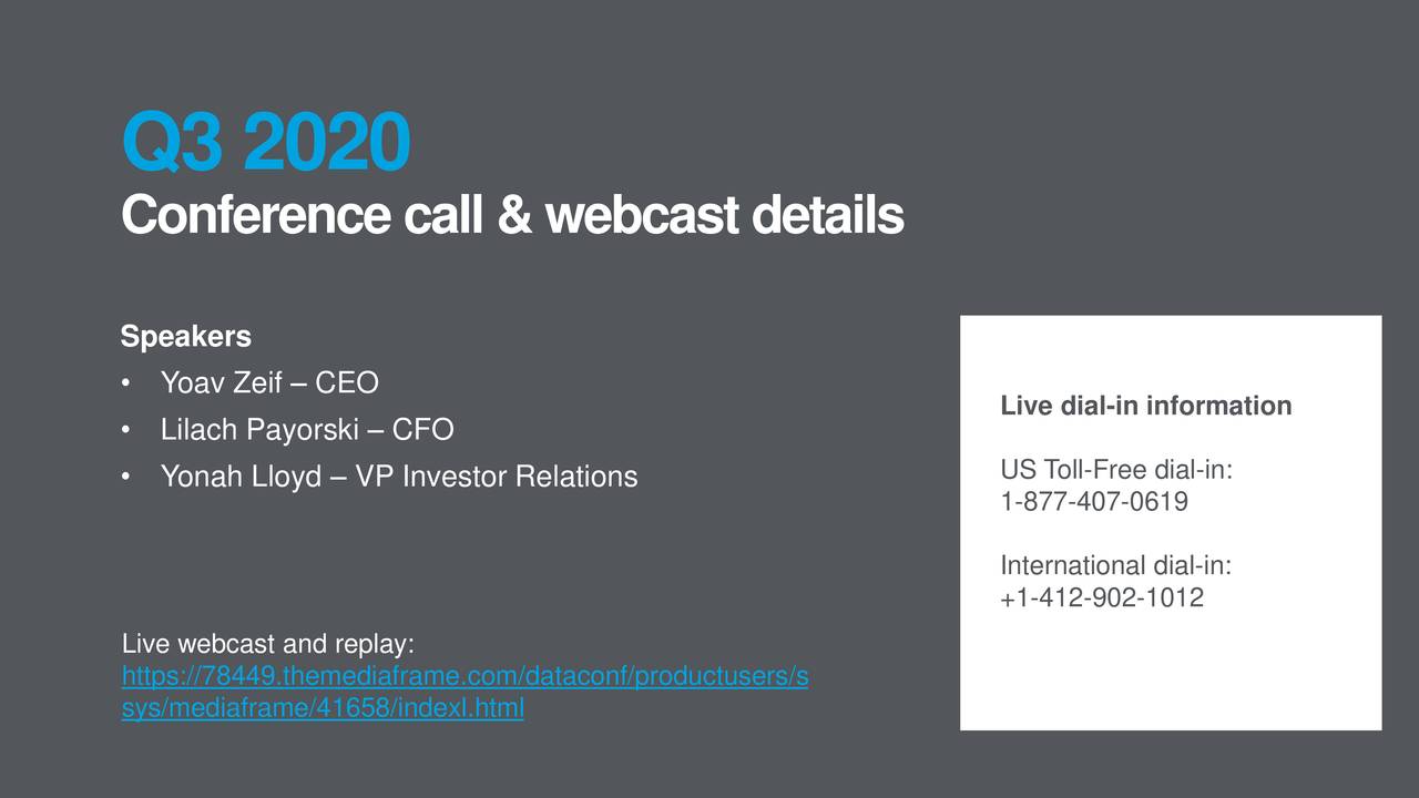 Stratasys Ltd. 2020 Q3 - Results - Earnings Call Presentation (NASDAQ ...